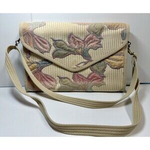 Vintage Fiona Made In Italy Floral Quilted Clutch Shoulder Bag
